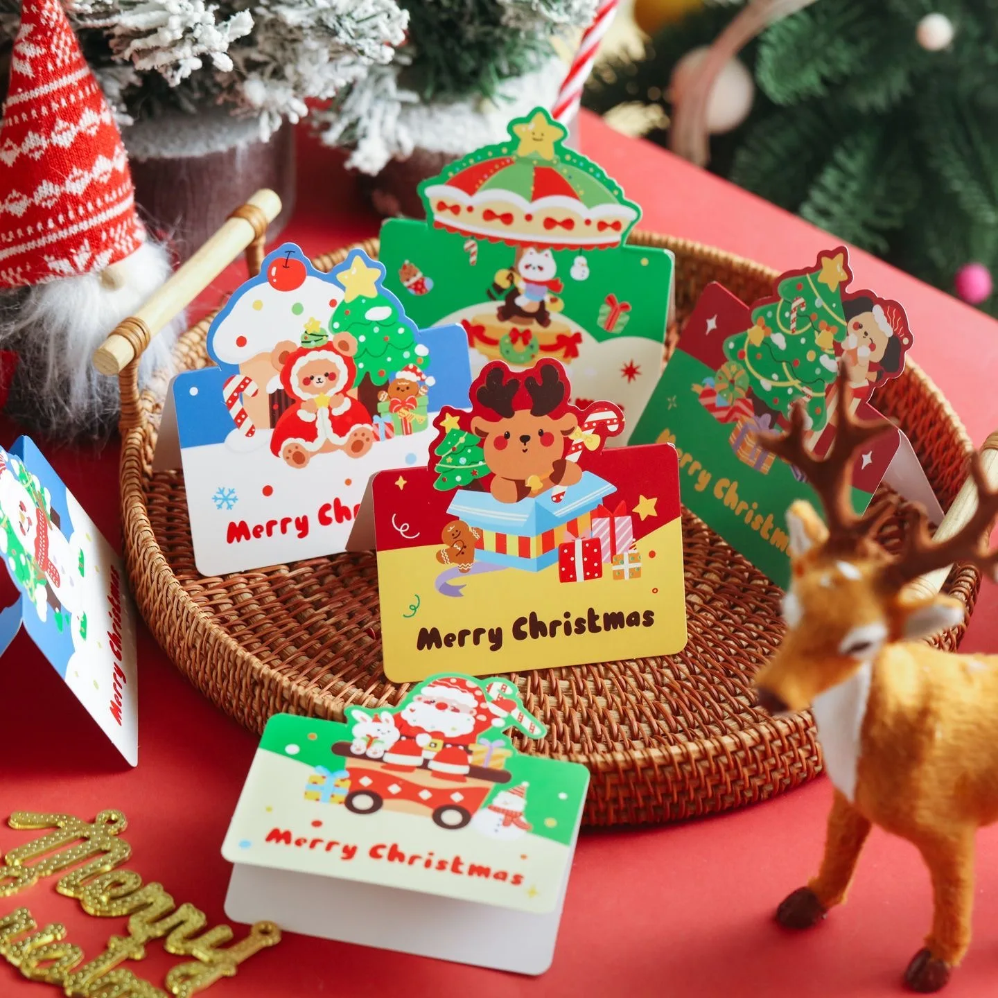 

18 шт./лот, рождественская открытка, детские мини-рождественские открытки с благословением, конверт, новогодняя открытка, подарочная карта, рождественская вечеринка