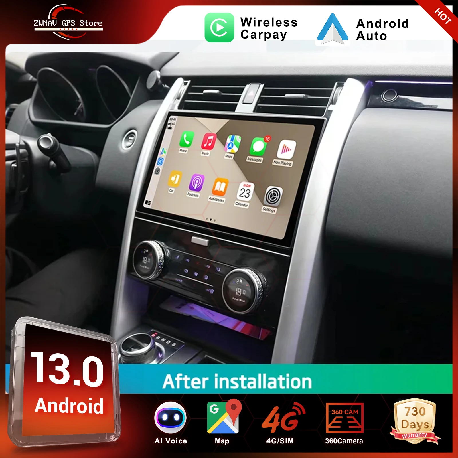 

11,6-дюймовый автомобильный радиоприемник Android 13 для Land Rover Discovery 5 LR5 L462 2017-2020, беспроводной мультимедийный плеер CarPlay, панель переменного тока, GPS-стерео