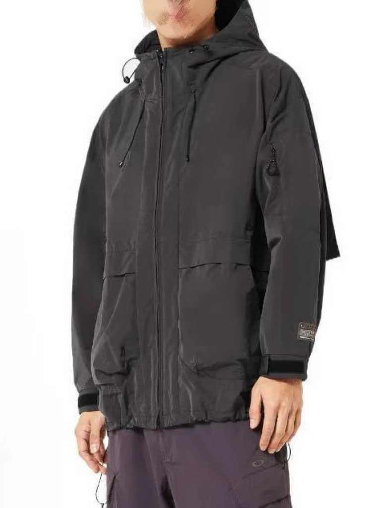 

Утепленная водонепроницаемая функциональная повседневная куртка с капюшоном свободного кроя из полиэстера и нейлона для активного отдыха