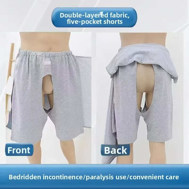 Summer Open Crotch Nursing Shorts Bedridden Elderly Paralysis Patients Urinary Incontinence Care Diaper Changing Breathable New