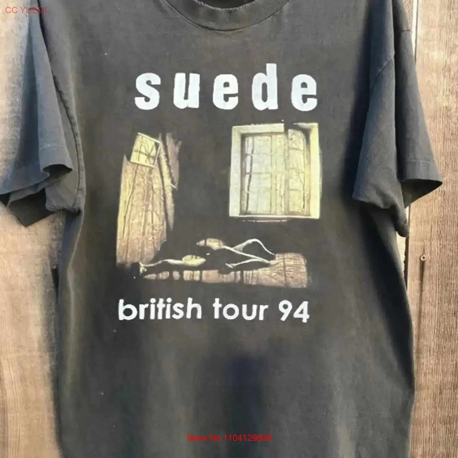 Suede British Tour 1994 Band T Shirt Charcoal S 5XL WA1635 vintage Washed Top For Everyday Wear designer clothes Unisex