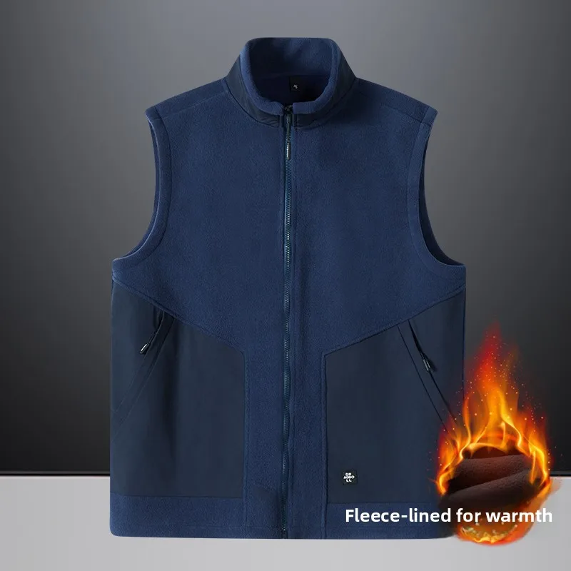 

Faionable Warmth Men's Embroidered Fce Vest Stand Collar Jaet Autumn Winter Polyester Fiber Stand Fit Casual Wear