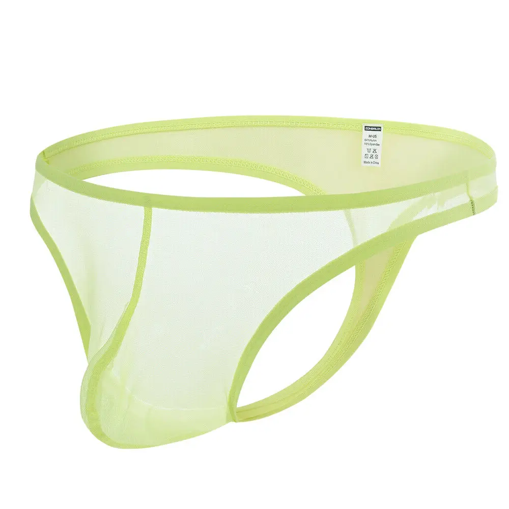 Zonbailon Mens Sexy Transparent Thong See Through Mesh G-Strings T-Back Underwear