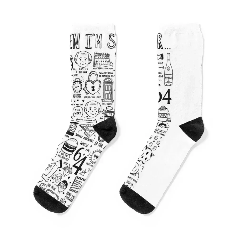 When I’m Sixty Four Classic Socks ankle japanese fashion colored Wholesale Socks Female Men's