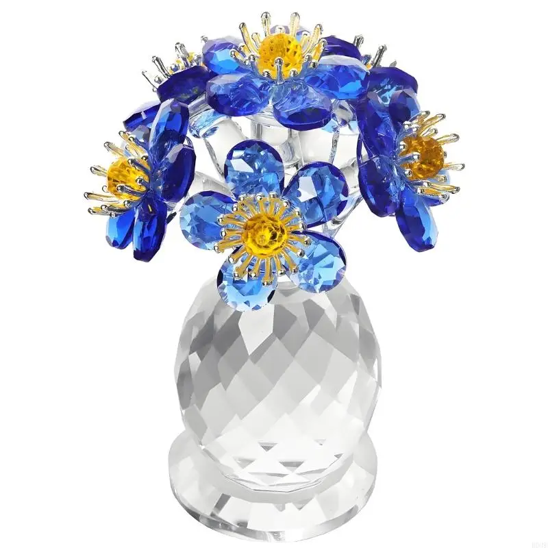 1 Stück Kristallblume mit 6 Stielen, handgefertigt, Pflanzenkreation, Muttertagsgeschenk für Wohnzimmer, Tischdekoration, B03E – Detail 9