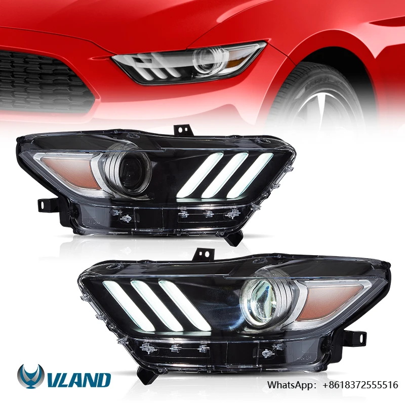 

VLAND Factory Wholesale Full LED Headlights Car HeadLight Assembly 2015 2016 202017 Head Lamp for Ford Mustang