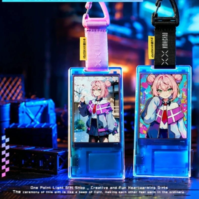 

Pixiv Monicard Custom Acrylic Aluminum Alloy GIF Electronic Passport Anime Badge Pendant Hook Bag Accessories Boy's Girl's Gifts
