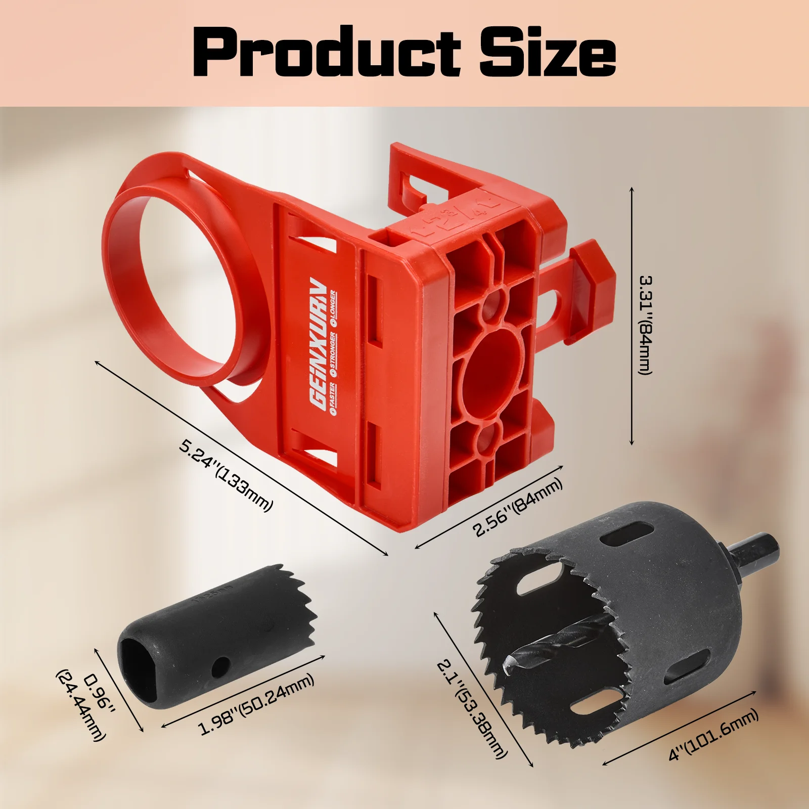 Geinxurn 1-3/8" - 1-3/4" Kit di installazione serratura per porte in legno con modello guida, sega a tazza per serratura porta in acciaio al carbonio