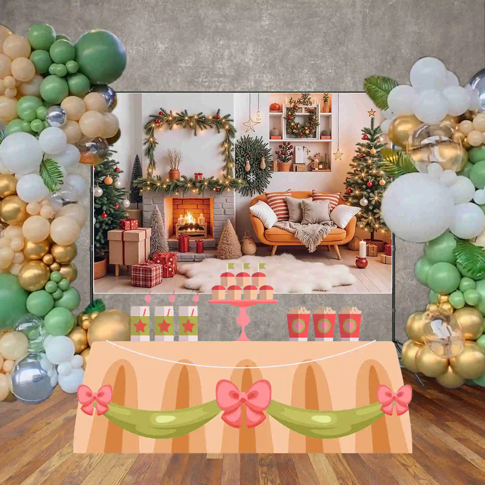 MOON.QG Christmas 2025 Background Photography Xmas Tree Window New Year Photozone Backdrop Child Photo Studio Photozone Supplies