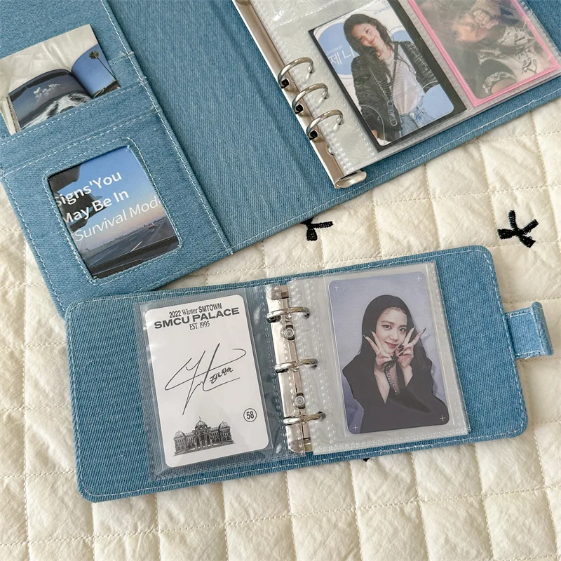 Solid Color Jeans Photocard Binder A5 Heart Collect Book 3inch Photo Album Card Holder Korean Kpop