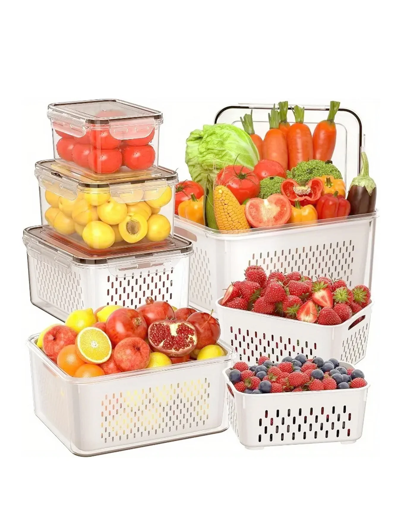 

12pcs Food Storage Container Set with Ventilated Lids - Reusable, Airtight, and Stackable Kitchen Organizers for Fruits,