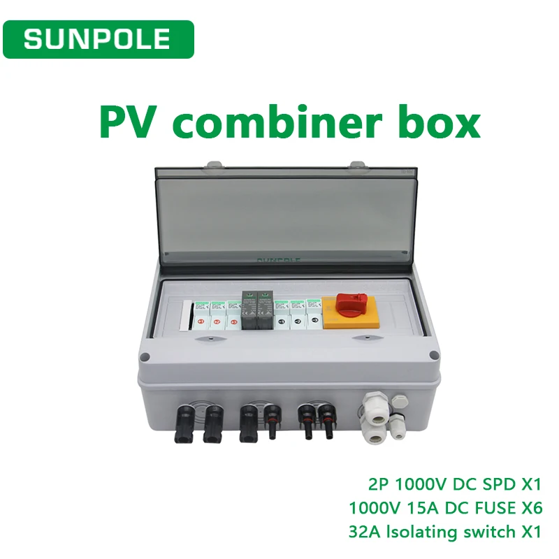 PV Combiner Box 3 input 1 out DC1000V Solar photovoltaic With Lightning Protection Fuse SPD Isolator Switch Waterproof Box IP65