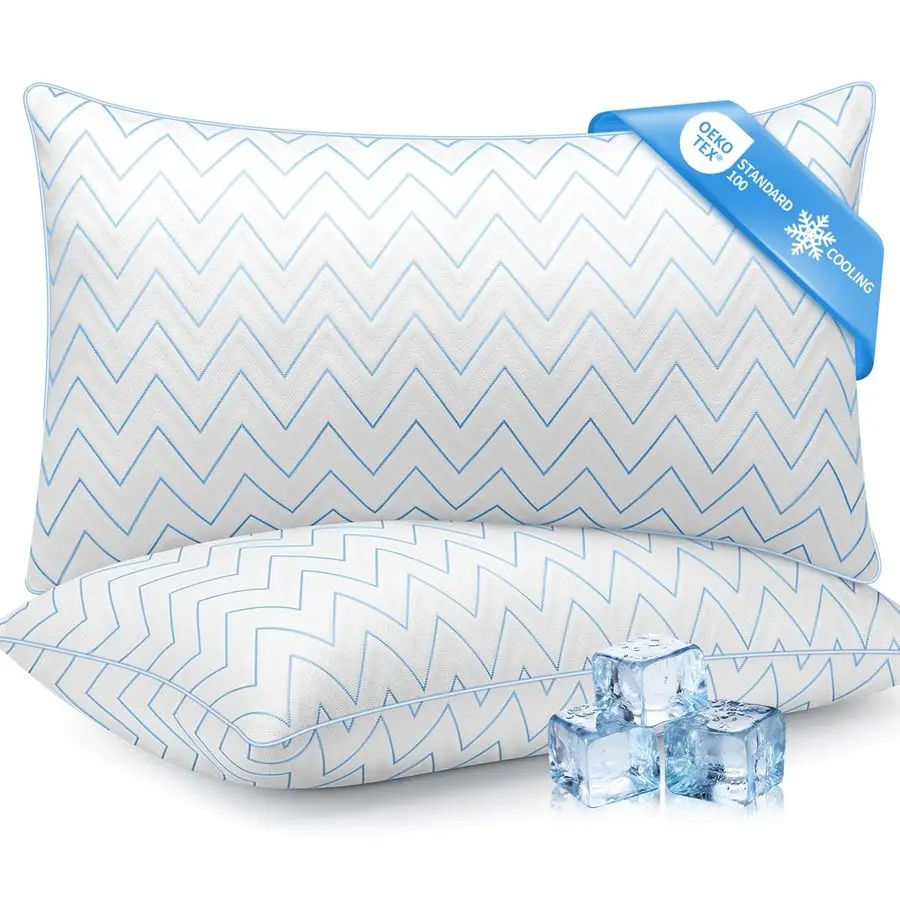 

Pillows Queen Size Set of 2 Luxury Hotel Collection Cooling Bed Pillows for Sleeping, Breathable Medium Firm Down Alternative M