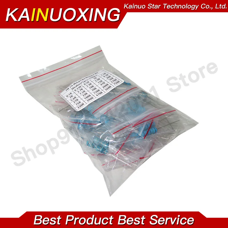 150PCS  2W 3W Resistance 1% Metal Film Resistor Assortment Kit Set 30Kinds Each 5PCS 0.1R~750R 1K~820K Ohm