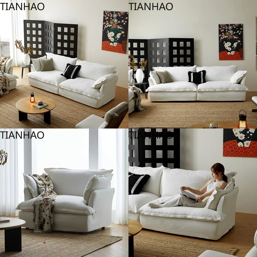 Nordic Style Ultra Soft Two Seater Living Room Sofa Minimalist Apartment Guest House Japanese Inspired Relaxing Fabric Sofa
