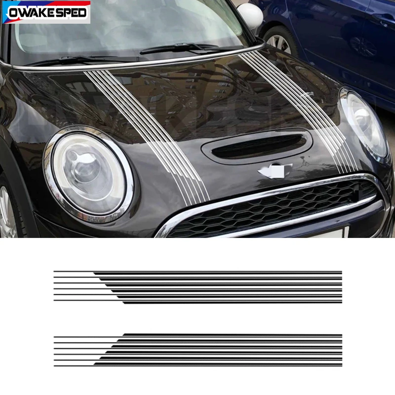 

Car Hood Bonnet Stripes Engine Cover Stickers Vinyl Decals For MINI Cooper S JCW Clubman Countryman F45 F55 F56 F60 R55 R56 R60