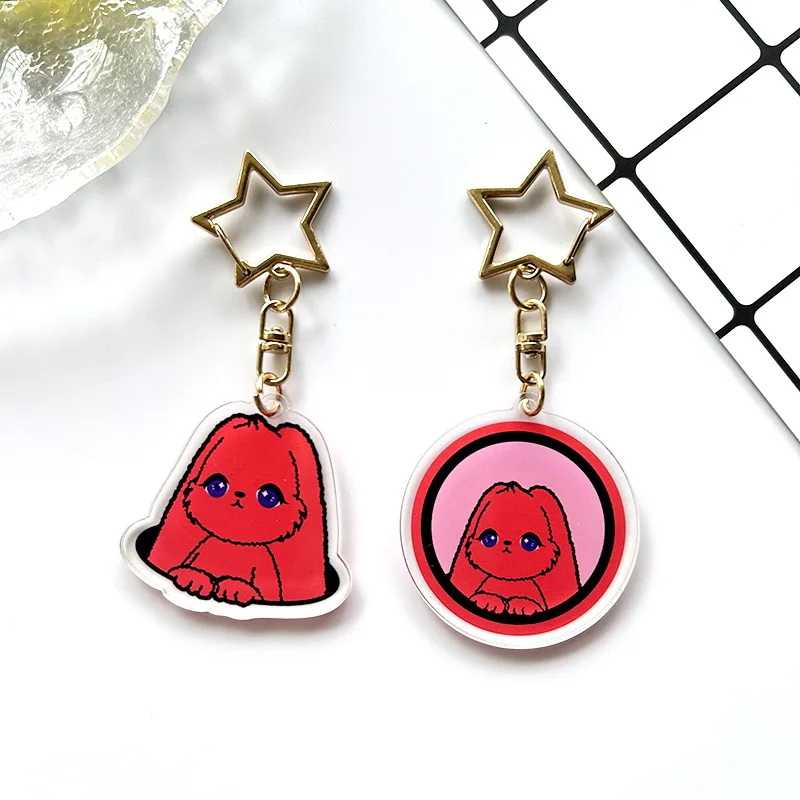 2Pcs/Set KPOP (G)I-DLE YUQI YUQ1 Album Rabbit Figure Print Acrylic Keyring Cute Cartoon Keychains Pendant Fans Bag Accessories