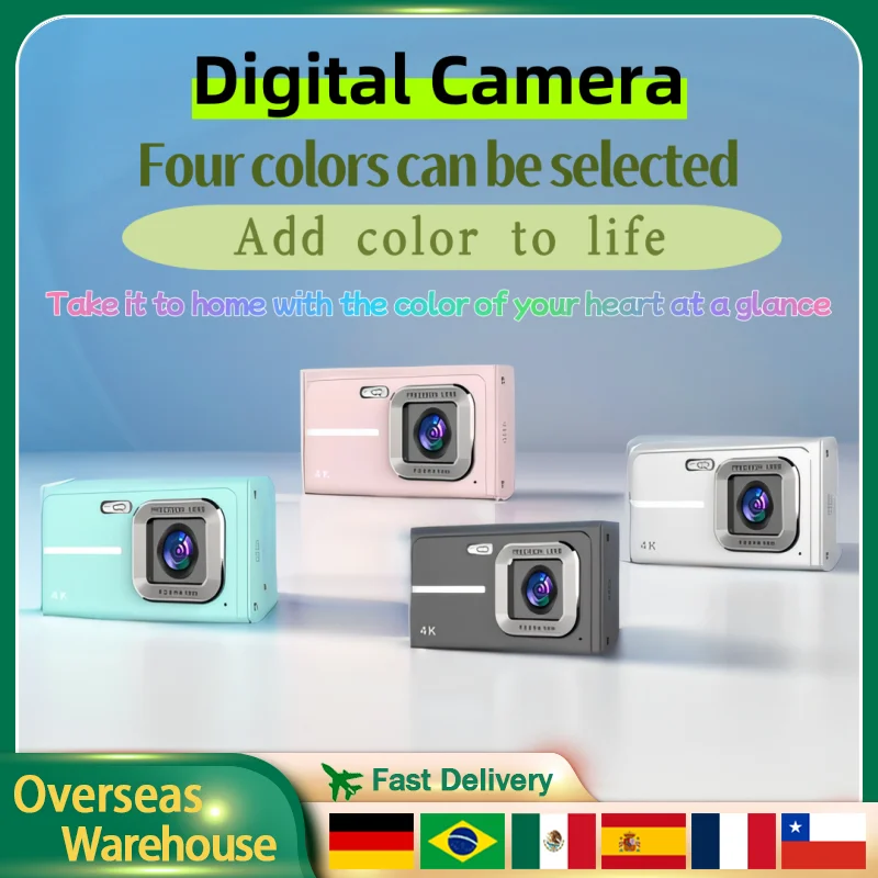 New Digital Camera Portable 4800W Pixel 1080P Beauty Ailter AF Autofocus 16X Digital Zoom 2.4-Inch Screen Student Holiday Gift