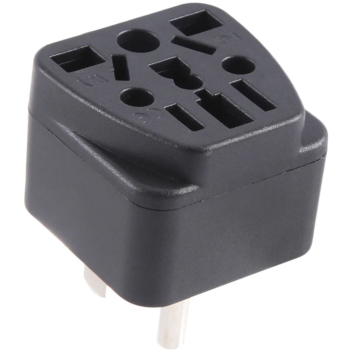 Adaptor colokan perjalanan AS EU/UK/AU/In/CN/JP/Asia/Italia/Brasil ke AS (tipe B), 3 steker AS, konverter pengisi daya hitam
