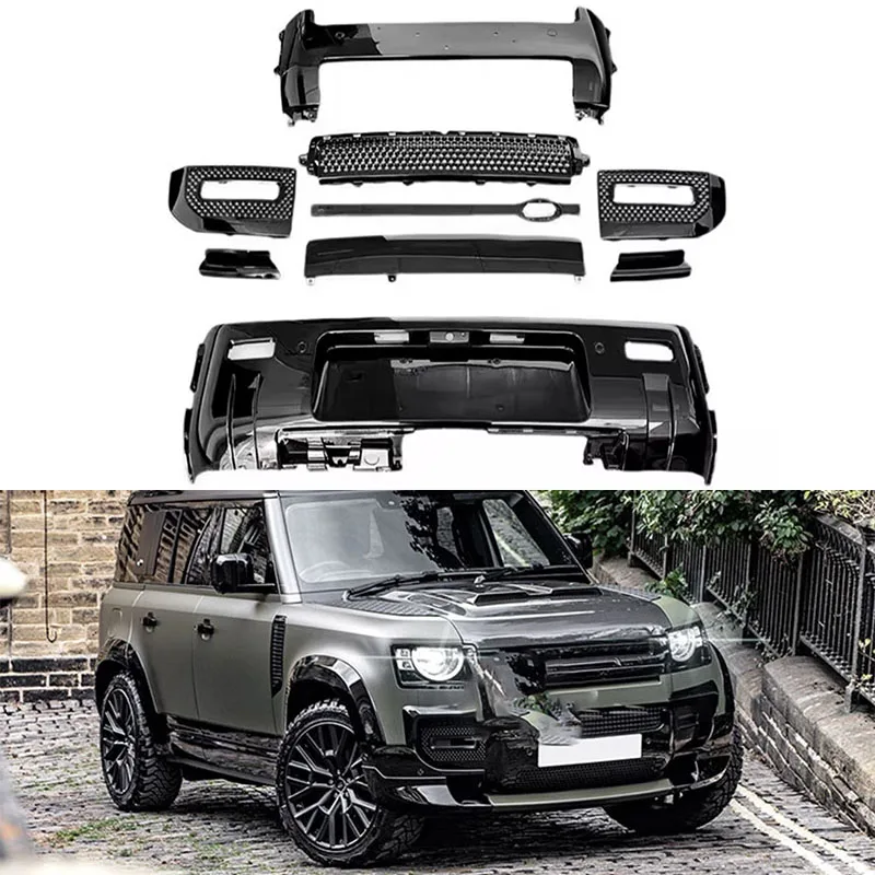 

For Land Rover Defender 90 110 Smoked black Body Kit Front Rear Bumper side skirts eyebrow Pedal tail wing light front lip