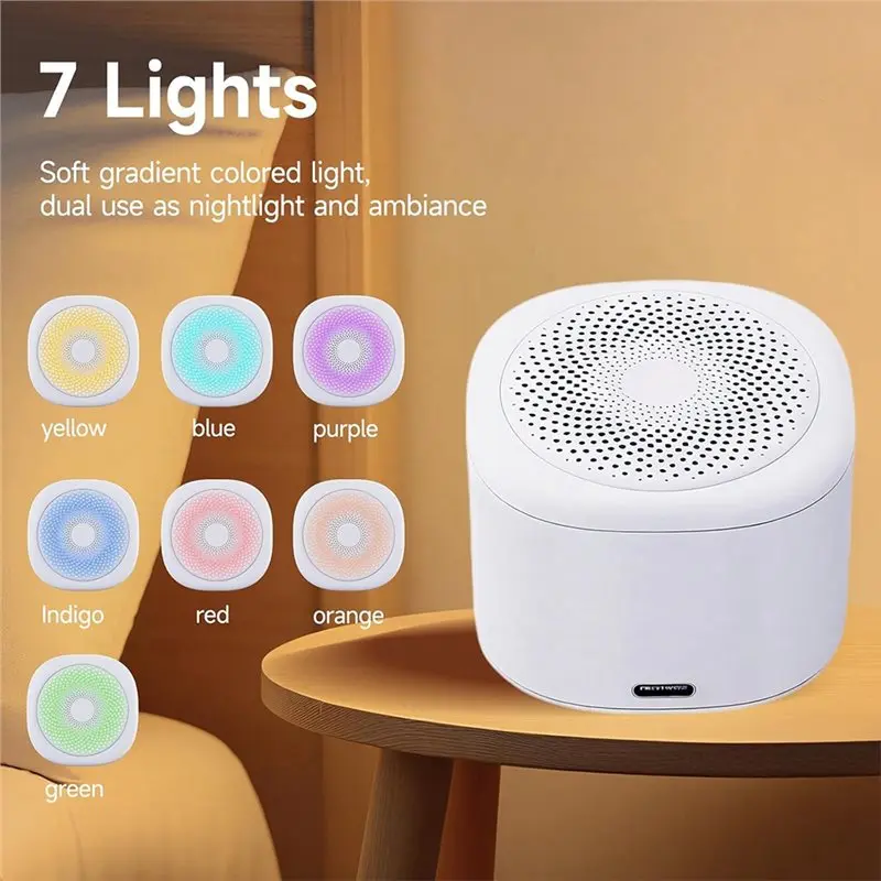 AA60 White Noise Machine for Sleep, 10 Soothing Sounds 7 Night Light for Colors 3 Timer Settings, Ideal for Home Office Travel