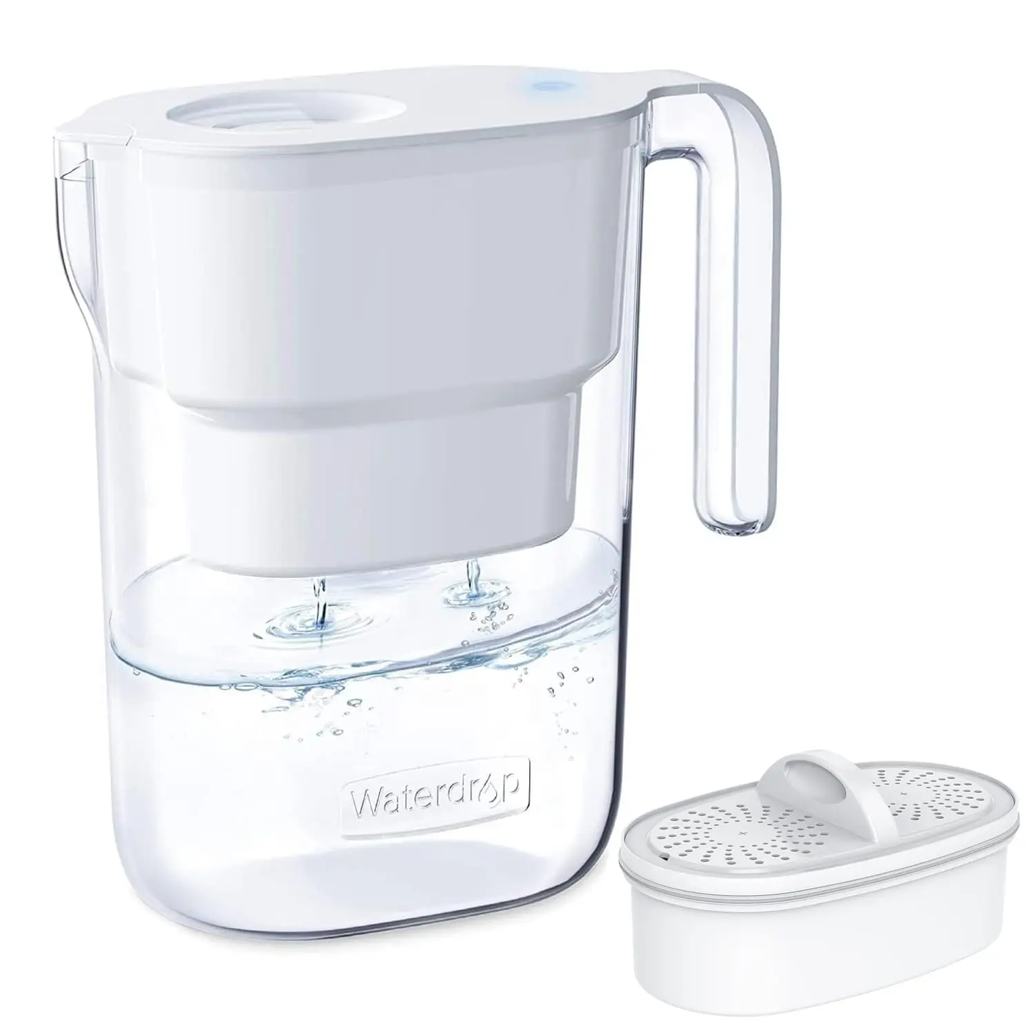 

Кувшин-фильтр для воды на 7 чашек с 1 фильтром, удаляет хлор и PFOA/PFOS, производительность 200 галлонов, подходит для холодильника, белый