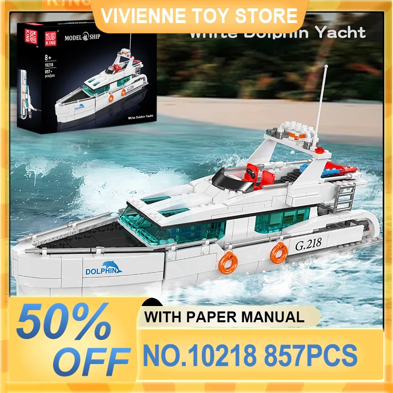 

Mould King 10218 Ship Model White Dolphin Yacht Building Blocks Children's Educational Assembly Model Toy Birthday Gift