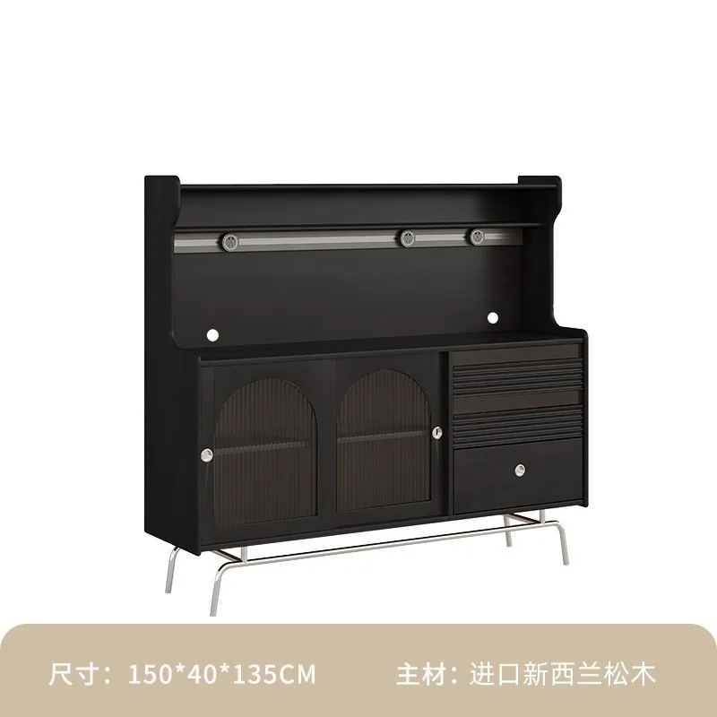 

American retro solid wood dining side cabinet, Nordic entrance glass wine cabinet, medieval storage cabinet, living room wall