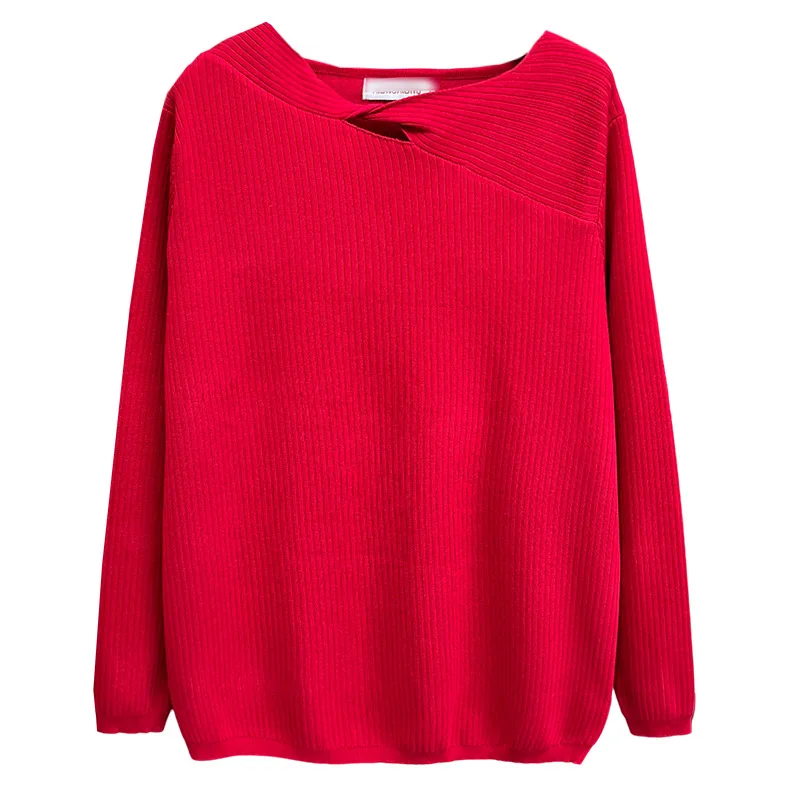 Plus Size Women Sweater Autumn Winter Hollow Neck Fashion Knitwear Female Design Pullover Jumpers 696