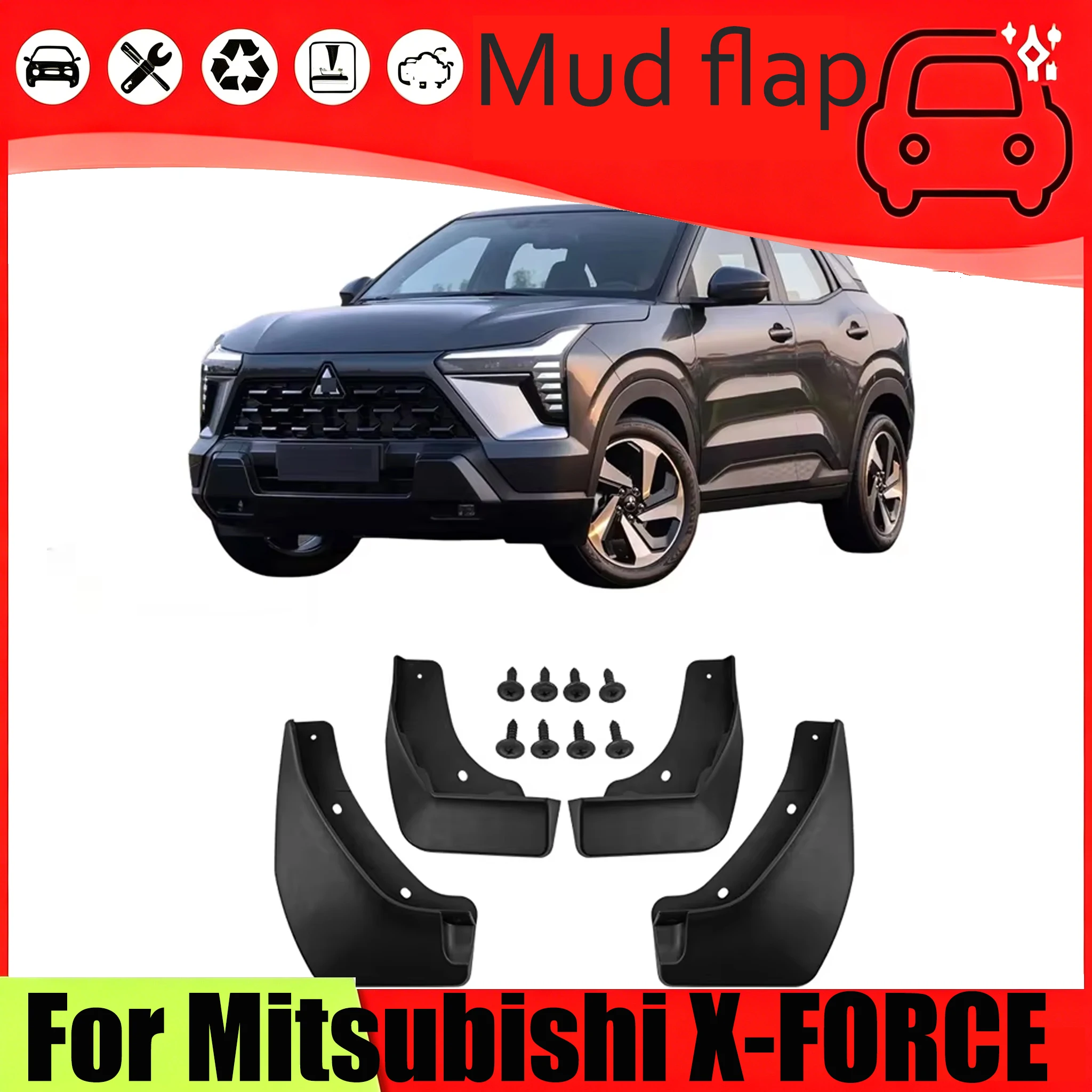 Splash Guards Mud Flaps Mudguards For Mitsubishi XFORCE X Force 2024 Front Rear Wheels Fender Car Accessories 4Pcs MudFlaps