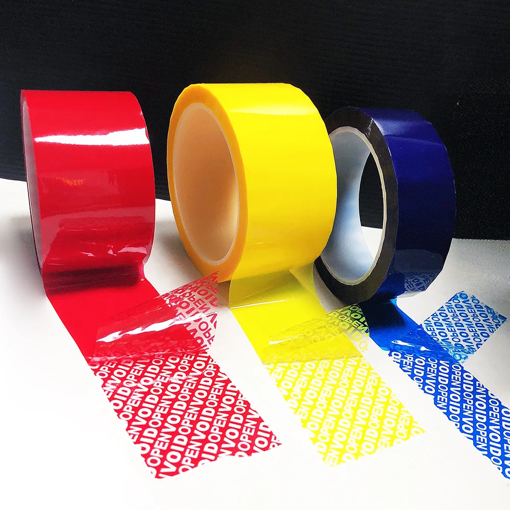 Tamper-Proof OPEN VOID Security Packing Tape - Red, Blue Tamper Evident Adhesive Tape, Reveals Void Message When Peeled Open