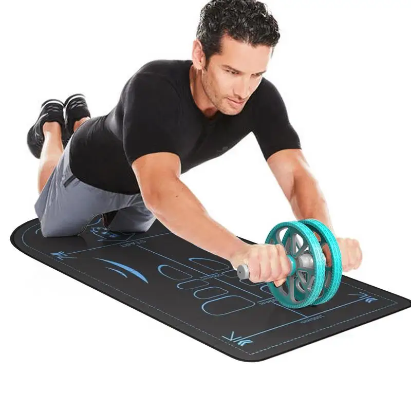 Estera Ab Roller, rodillera Ab Roller, estera de ejercicio antideslizante, almohadilla de suelo de 7mm de espesor, rodillera de aislamiento acústico para gimnasio y entrenamiento