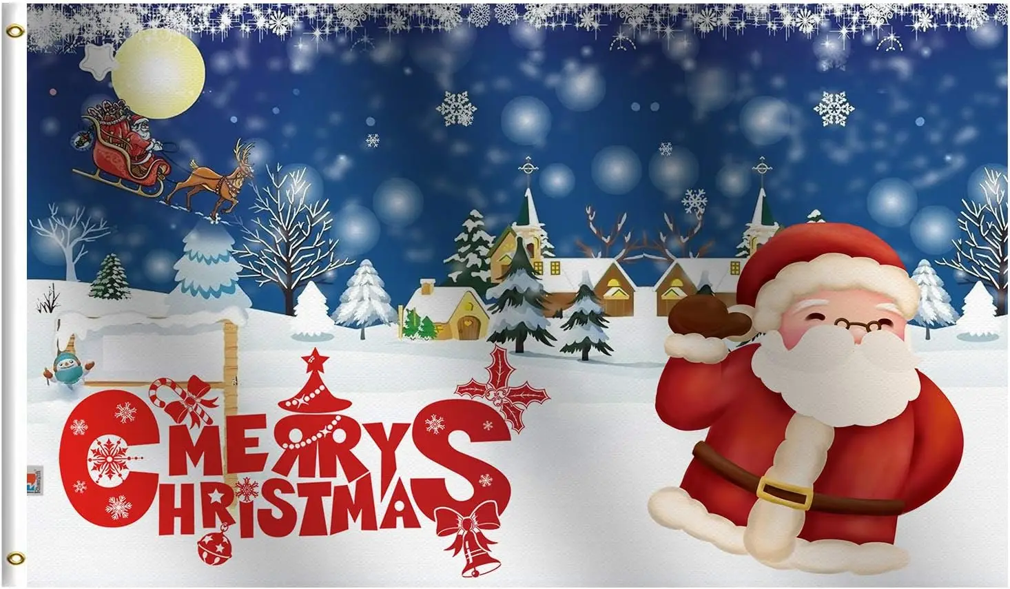 Рождественский флаг 3x5 футов большой 100D полиэстер 36x60 дюймов С Новым Годом Украшения для праздников