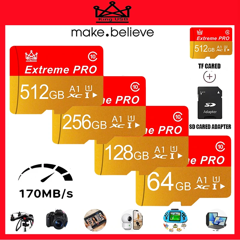 Tarjeta de Memoria Esencial y Tarjeta Micro SD, Tarjetas SD, Tarjetas TF, Ultra Alta Velocidad, 16GB / 64GB / 256GB / 512GB para Reproductor MP3, Resistente