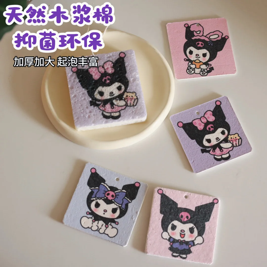 

Sanrio Kuromi Dishwashing Sponge Kitchen Cleaning Brush Sponges Clean Cloth Cartoon Pan Pot Dish Wash Tools Kitchen Reusable