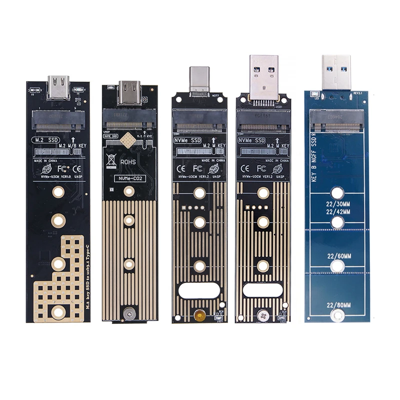 M.2 to USB 3.0 TYPE C Riser Board Converter Adapter NGFF B+M Key 6Gbps M.2 NVME M Key 10Gbps Card for 2230 2240 2260 2280 M2 SSD