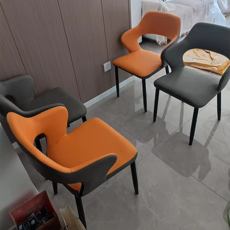 #Hot-selling modern design hotel dining chair set with 8 chairs, synthetic leather metal tube frame, cool home furniture