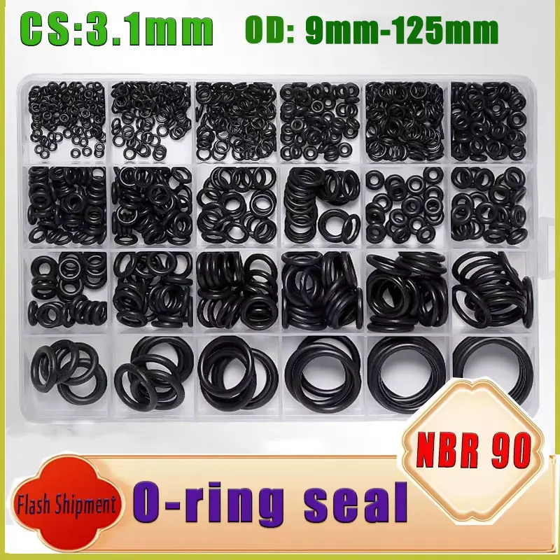 NBR90 Nitrile Rubber O-Ring, Pressure Resistant, Waterproof, Wear-Resistant, Hardness 90 °, Nitrile Wire Diameter 3.1mm