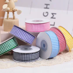 10Y/Roll Scottish Grid Checked Plaid Ribbons For Handmade DIY Bow Crafts Home Gift Packaging Christmas Accessory Decoration