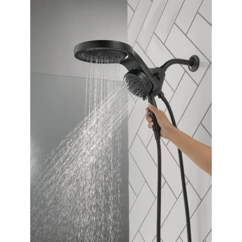 Dual Shower Head with Handheld Spray, Black Shower Head with Hose, Handheld  Detachable