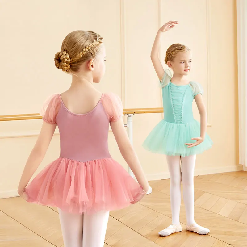 

Girls Ballet Tutu Dress Ballet Skirted Leotard Puff Short Sleeve Dress for Toddlers Kids Leotard Ballet Dance Dress