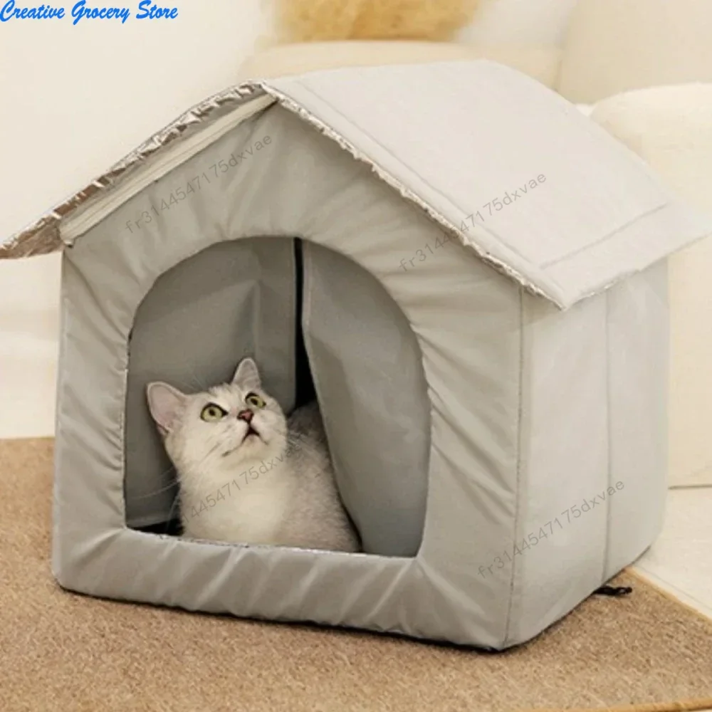 عش القط مقاوم للماء بيت القطط الضالة في الهواء الطلق الحرمية سعة كبيرة الحيوانات الأليفة غير نافذ للمطر الرطوبة شتاء كبير دافئ الحب عش القط الضالة #2