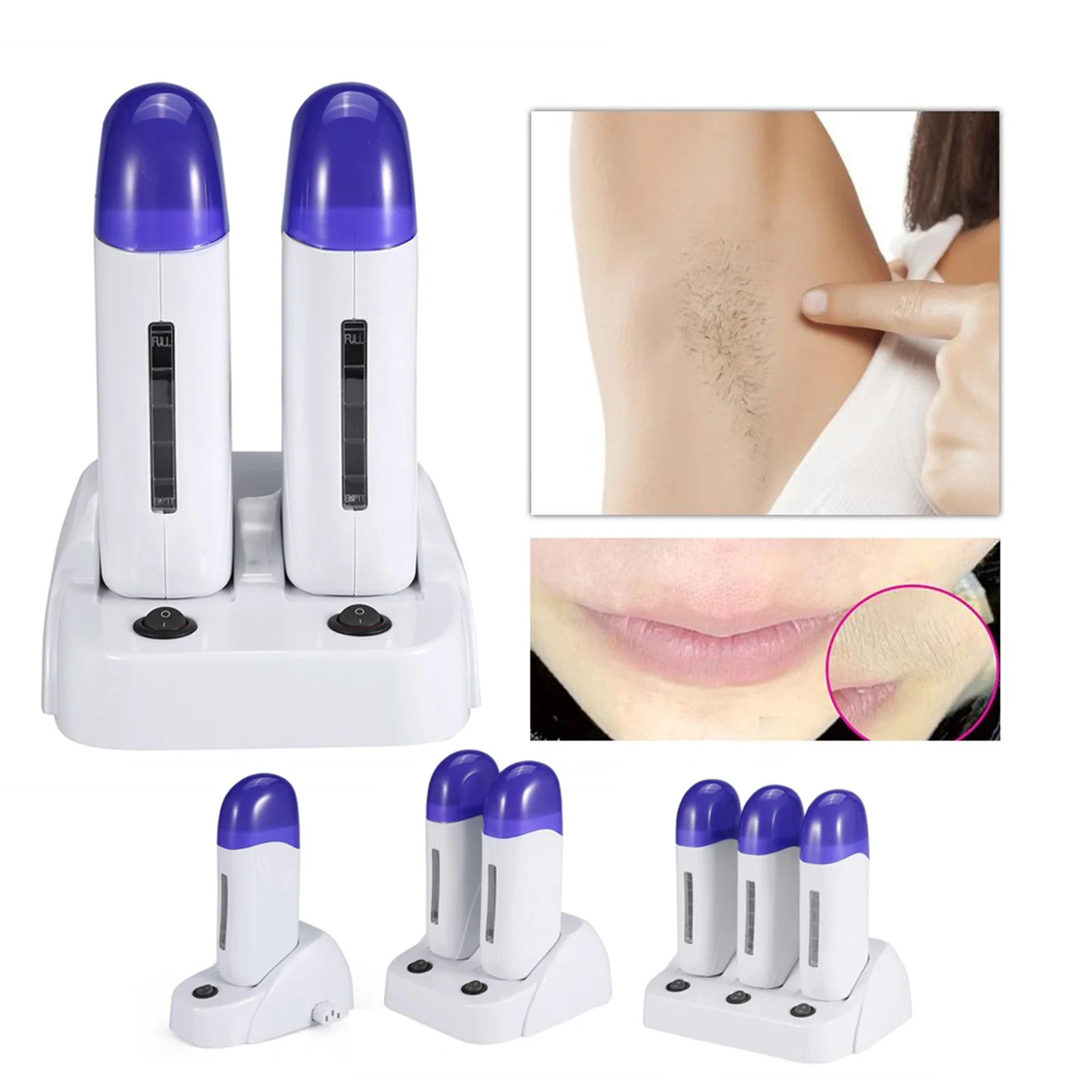 3 Types Cartridge Wax Depilatory Roller Warmer Heater Waxing Body Hair Removal Machine Wax Cartridge Heater Cartridge Wax Roller