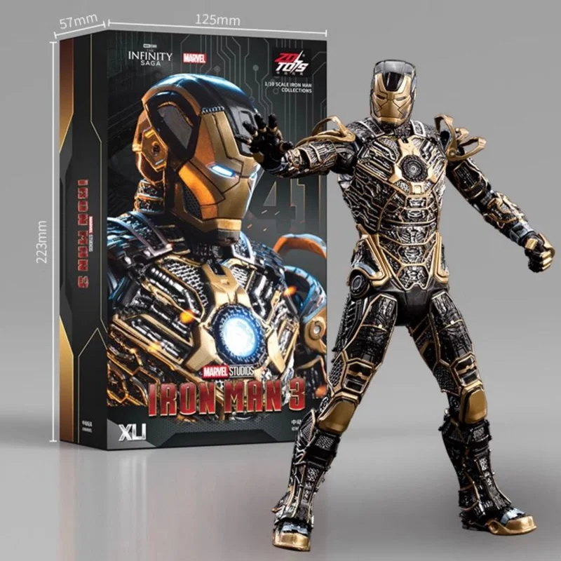 Marvel Iron Man MK41 Black Skeleton Action Figure 7-inch Movable Joint 1:10 Iron Man Anime Figurine Statue GK Boy Birthday Gifts