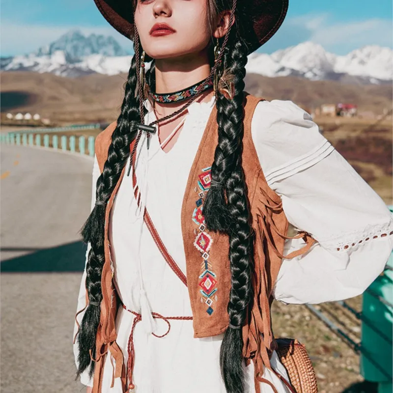 Colete e colete feminino, estilo nacional, roupa de viagem