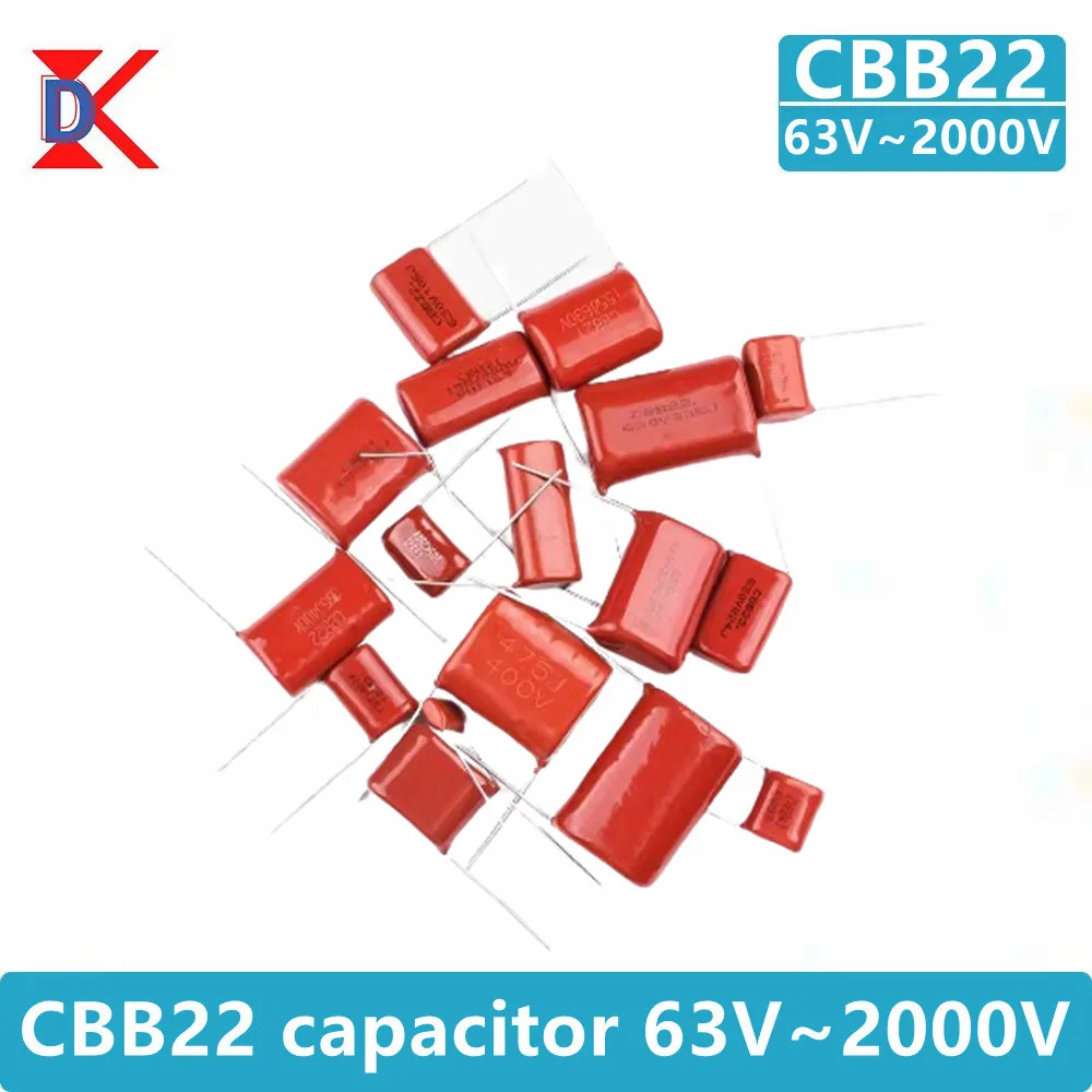 10PCS CBB22 Polypropylene Film Capacitor Brand New 63V 100V 250V 400V 630V 1600V 2000V Full Series 104 105 225J 1UF 2.2UF 100NF