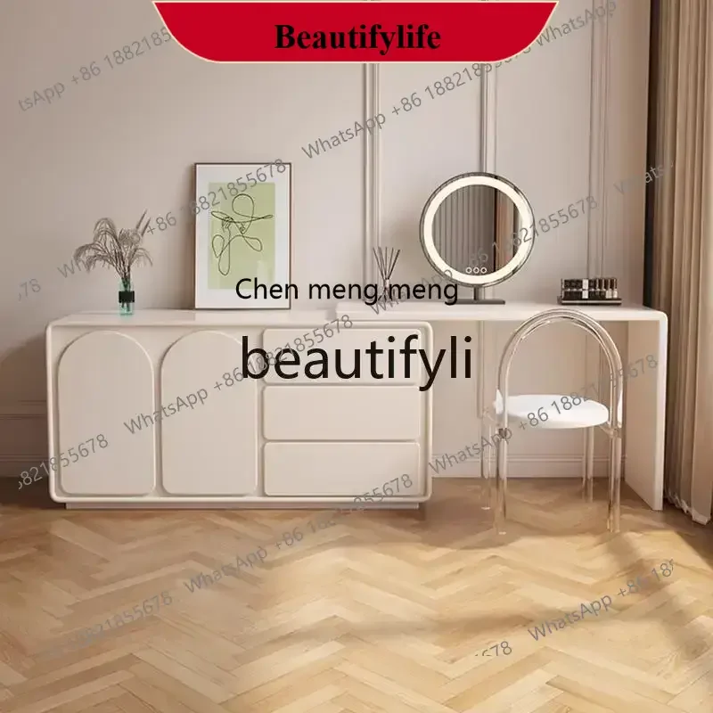 

D178 Cream wind bedside dresser chest cabinet integrated bedroom TV cabinet makeup table