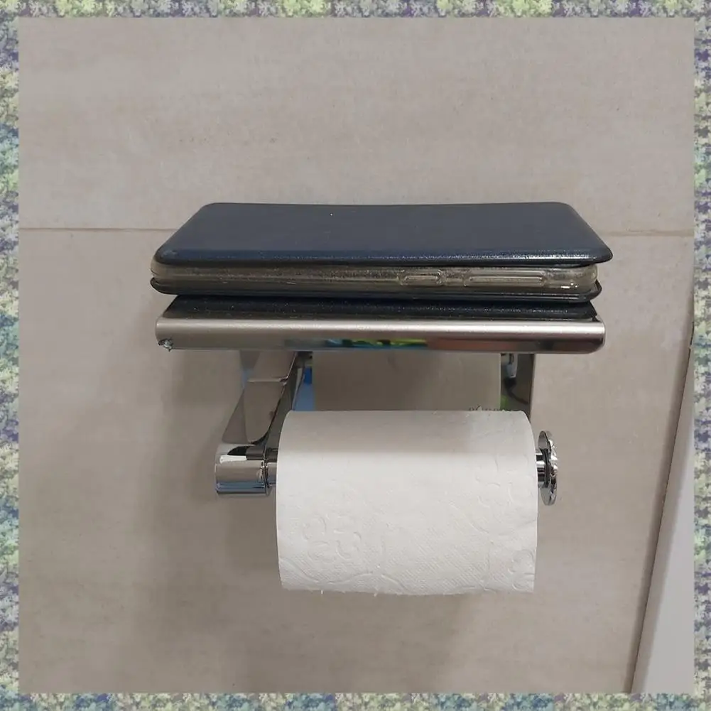

WON SUS 304 Держатель для туалетной бумаги из нержавеющей стали с полкой для телефона, держатель для салфеток в ванной комнате, держатель для рулона туалетной бумаги