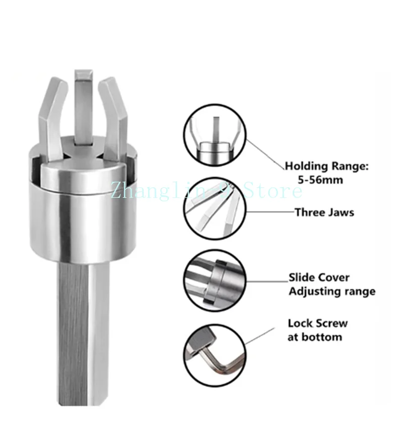 Three Claws Back Puller16/20/25/32mm Automatic Square Round Bar 3 Jaws CNC Lathes Back-Pull Extractor For Lathe Drawing Tool