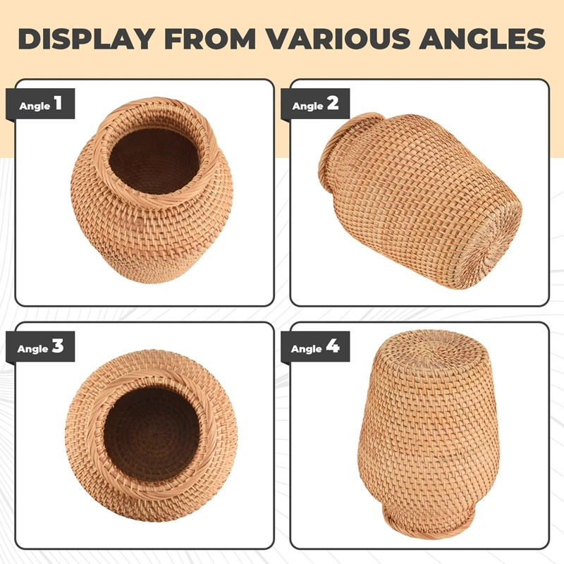 ABPP-Vas Anyaman Rotan Vas Seni Mode Dekorasi Meja Pot Bunga Tanaman Pot Bunga Aneh untuk Dekorasi Rumah